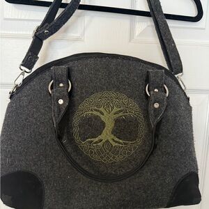 Irish Gray Felt Tote Bag with Tree Design